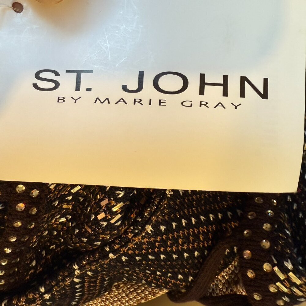 St John Top Vintage Wool Sparkle Brown Gold Party Retro Disco Small READ - Picture 8 of 12